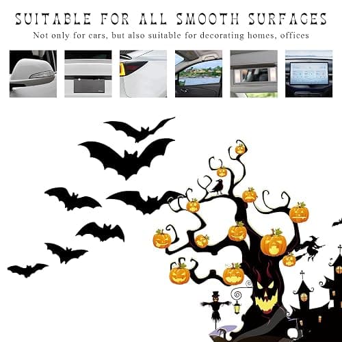 DXNQ Rearview Mirror Halloween Bat Decal, Funny Flying Bats Window Bumper Vinyl Sticker, Spooky Gothic Bats Decal for Car Truck Mirror Laptop, Car Decoration Accessories (Style 1) thumbnail 6