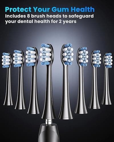 Onlyone Sonic Electric Toothbrush for Adults, Rechargeable Ultrasonic Electric Toothbrush with 8 Brush Heads, Travel Case, Charging Base & Wireless Charging - 5 Modes with Smart Timer thumbnail 6