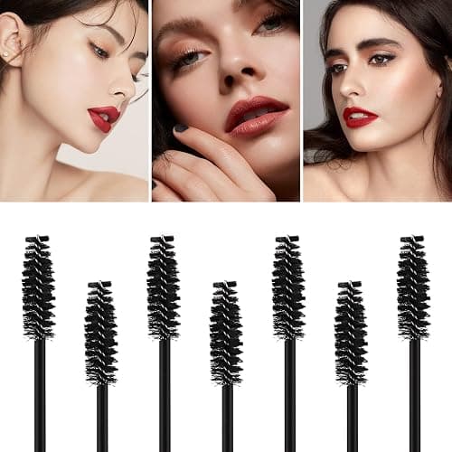 100 Pcs Disposable Mascara Wands, Eyebrow Spoolies Brush for Eyelash Extensions, Lash Brushes with Container (Black) thumbnail 7