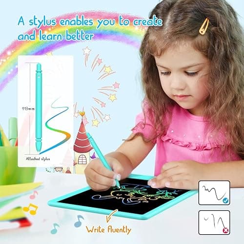 BUKEBU LCD Writing Tablet Doodle Board,10.5 inch Colorful Drawing Pad,Electronic Drawing Tablet, Drawing Pads,Travel Gifts for Kids Ages 3 4 5 6 7 8 Year Old Girls Boys (Blue) thumbnail 3