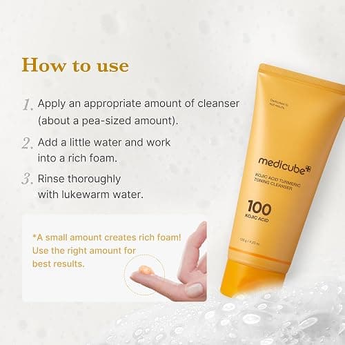 medicube Kojic Acid Turmeric Whip Cleanser | Daily Facial Cleanser for Brightening, Balancing Skin Tone & Texture | Fade Appearance of Uneven Patches & Ideal for Use After Spot Care | Korean Skincare thumbnail 6
