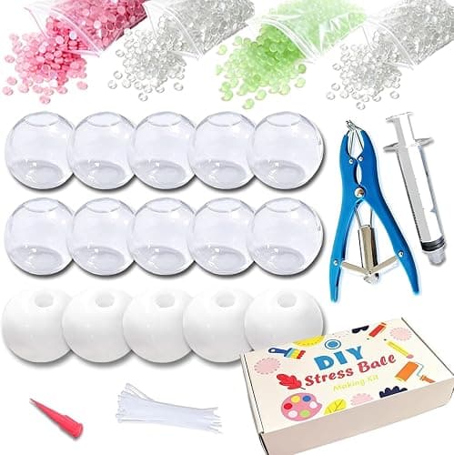 DIY Stress Ball Making Kit, Squishy Maker Kit with 15 TPR Ball Skins, 14.2 oz Fillers, Air Pump, Vacuum Tool & 20 Cable Ties, Make Your Own Squishies, DIY Squishy Kit for ASMR Anxiety Relief Toys - Image 1