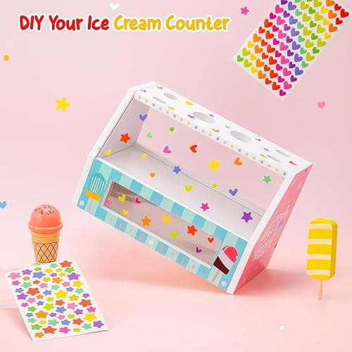 Meland Ice Cream Toy - Wooden Ice Cream Play Set with Aprons, Pretend Play Toys with Play Food, Wooden Play Store Toys for Toddlers, Kids Toys & Gift for Girls Boys Age 3 4 5 6 7 Years Old thumbnail 8
