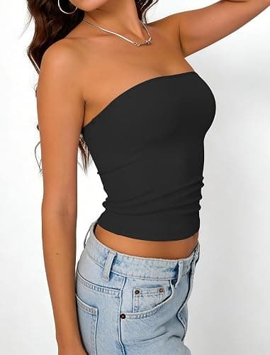 Matunana Womens Tube Tops Summer Crop Cute Y2K Strapless Bandeau 2026 thumbnail 4