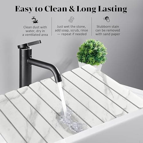 Large Stone Dish Drying Mats for Kitchen Counter, Quick Dry Dish Drying Mats, Foldable Absorbent Diatomaceous Earth Mats for Dishes Cups, Match Any Countertop (24"×16" & 8"x4" White Marble ) thumbnail 5