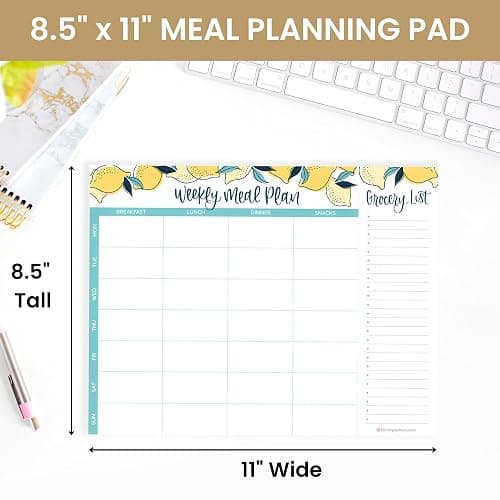bloom daily planners Magnetic Meal Prep Pad for Fridge - 60 Tear-Off Sheets with Perforated Grocery List - Weekly Menu Organizer (8.5 x 11, Lemons) thumbnail 3