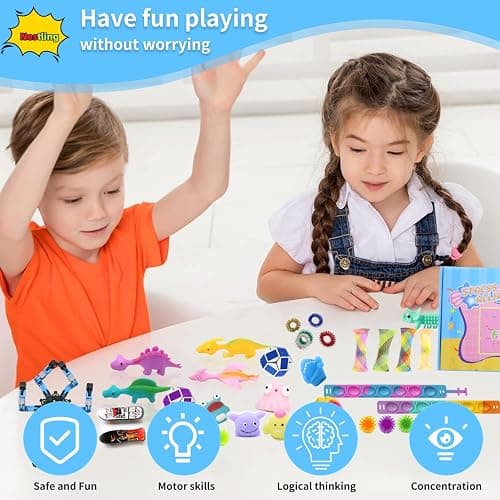 SINZUX Fidget Toys Pack, 50 Pcs Sensory Fidget Toys Set, Stress Anxiety Relief Squishy Fidget Toy for ADHD Autism Autistic Kids Adults, Party Bag Fillers Birthday Gifts for Teen Children Adult thumbnail 3