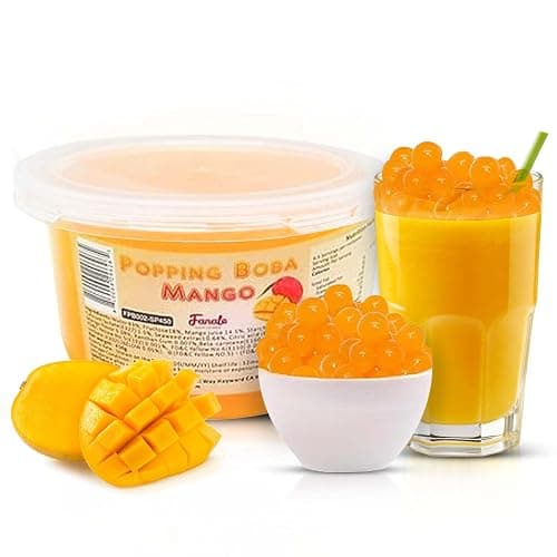 Fanale Mango Popping Boba Pearls for Bubble Tea and Drinks, 1 Pound | Bursting Boba Pearls for Smoothies, Ice Cream, Frozen Yogurt & Desserts, Vegan, Non-GMO, Gluten-Free & Fat-Free Topping - Image 1