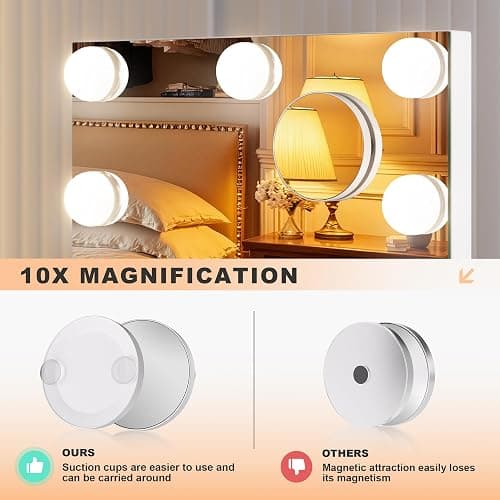MINISO Vanity Mirror with Lights - 10.6" x 13.8" Hollywood Makeup Mirror with Adjustable Brightness,3 Modes Light, 360°Rotation thumbnail 6