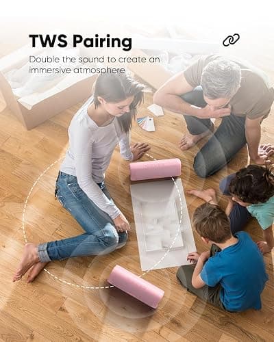 Bluetooth Speaker Stocking Stuffers for Men Women Teens Boys Girls: Portable Wireless, IPX5 Waterproof, White Elephant Gifts for Adults, Up to 20H Playtime, TWS Pair, for Home/Party/Outdoor (Pink) thumbnail 5