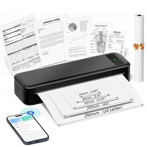 Portable Printers Wireless for Travel, A285M Small Inkless Thermal Printer, Bluetooth Mobile Printer Support 8.5" X 11" Letter & A4 Thermal Paper, Compatible with iPhone Laptop for Home Office Receipt - Image 1