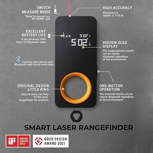 HOTO Laser Measuring Tool, Pocket-Size 98Ft Digital Laser Tape Measure ±2mm Accuracy, USB-C Rechargeable, OLED Display, Ft/M/in Unit Conversion, Real-time Data Sync, Cool Gadgets for Men & Home Use thumbnail 8