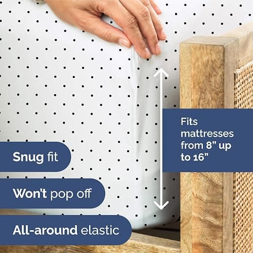 Blue Polka Dots Bed Sheet Set – 1 Flat & 1 Fitted Sheet & 2 Pillowcases w/ Deep Pockets – Polka Dot Bedding - Wrinkle & Fade Resistant - Soft, Breathable & Cooling - Comfy, Luxury Bed Set - Queen Size thumbnail 4