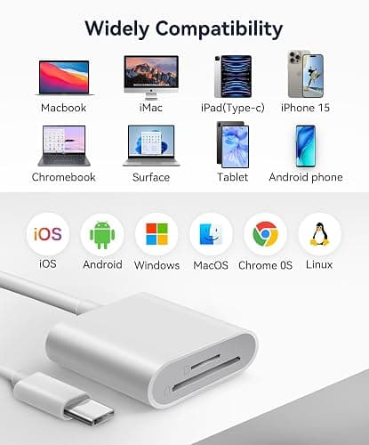 USB C SD Card Reader, WNXSLOAD SD Card Adapter with SD MicroSD Dual Slots for iPhone 15 16 iPad Mac MacBook Laptop, USB-C/TypeC High-Speed Trail Camera Memory Card Reader, Plug & Play - 2 Slots thumbnail 7