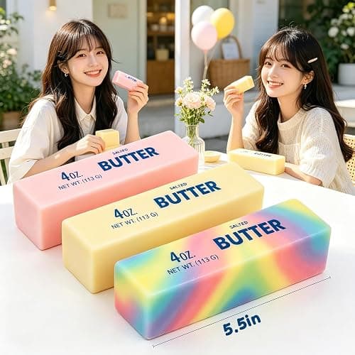 Butter Stick Fidget Toy, Slow Rebound Cute Butter Squeeze Stress Balls,Slow Rising Portable Squishy for Adults Anxiety & Stress Relief, Sensory Gifts for Office, Home thumbnail 3