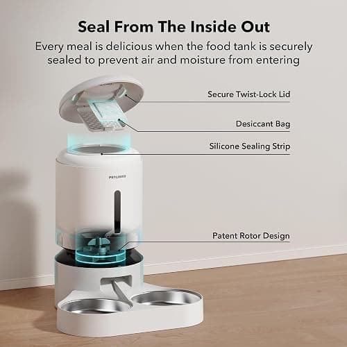 PETLIBRO 5L Automatic Cat Feeder for 2 Cats, 5G&2.4G Wi-Fi Programmable Cat Food Dispenser with Dual Stainless Steel Bowls, Airtight Lock Fresh Technology, Low Food Sensor thumbnail 7