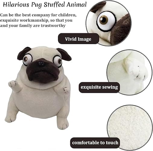 CWZY Hilarious Pug Stuffed Animal - 6" Funny Ugly Cute Pug Dog Plush Toy, Weirdo Stuffed Animal Pug Plushies for Kids Boys Adults Valentines Birthdays Gift… thumbnail 3