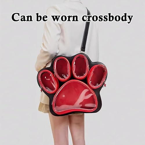 Aunewrick Cat Paw Ita Bag Kawaii Cute Backpack Ita Display Backpack with Clear Pocket Pretty Aesthetic Crossbody Shoulder Bag thumbnail 6