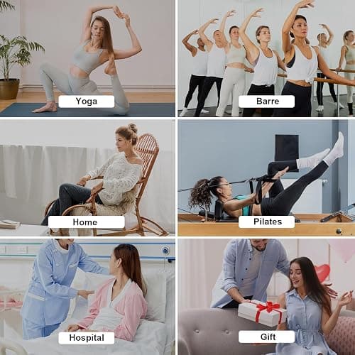 Grip Pilates Socks for Women, Yoga Slouch Socks with Grip for Barre Workout Hospital Long Scrunch Slipper Socks thumbnail 6