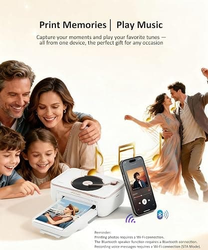 CP6000 Photo Printer 4x6'', Full Color Picture Printer, Wi-Fi Wireless Instant Photo Printers for Home Use (20 Papers & 1 Ribbon) for iOS Android, Thermal Dye Sublimation, AR Video, Fun App, White thumbnail 2