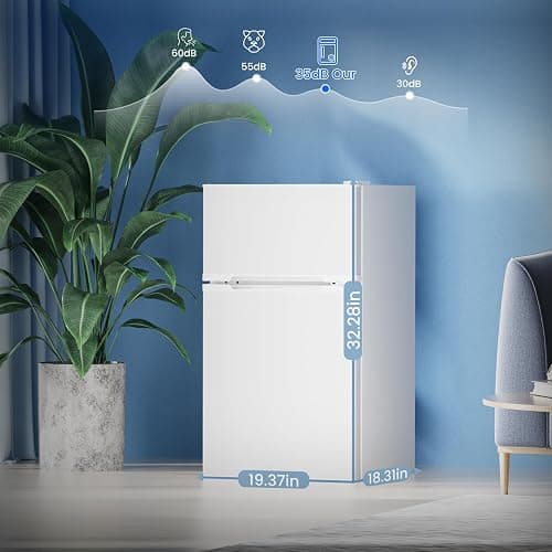 Electactic 3.1 Cu.Ft Small Fridge with Freezer,Compact Refrigerator with 2 Doors,Mini Fridge with Adjustable Removable Glass Shelves for Bedroom,Dorm or Apartment,White - White thumbnail 7