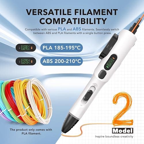 LinkSpoX 3D Printing Pen Kit, 3D Printer Pen with Adjustable Temperature,Stepless Speed, PLA/ABS Compatible 3D Drawing LCD Display, for Creative Art, DIY Projects,White thumbnail 4