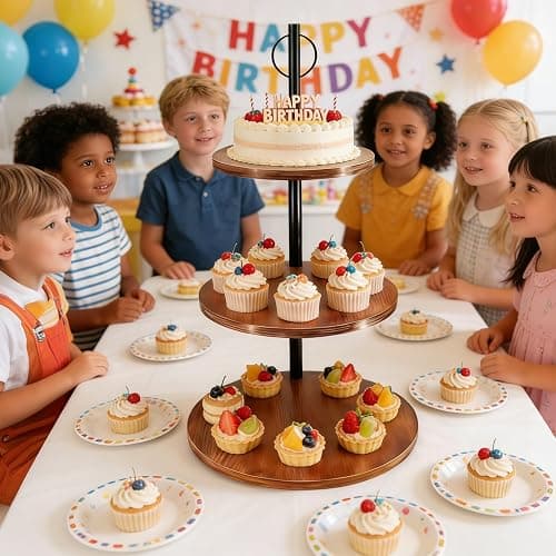 Limengya Cupcake Stand, 3 Tier Wood Cake Stands Rustic Cupcake Tower, Round Tiered Tray Stand for Dessert Table Display, Industrial Wooden Serving Stand Wedding, Graduation and Baby Shower thumbnail 5