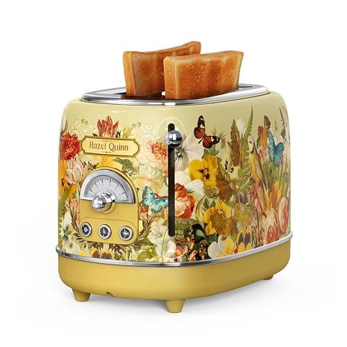 Hazel Quinn X Eduardo Recife Collaboration 2-Slice Retro Toaster, 6 Browning Levels, 3 Functions-Defrost/Reheat/Cancel, Removable Crumb Tray for Easy to Clean, 1.5 Inches Extra Wide Slots - Image 1