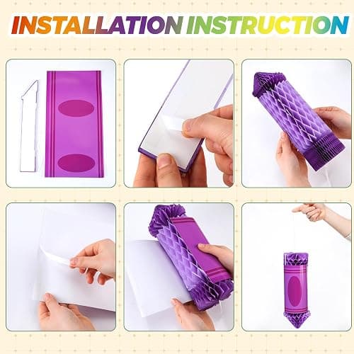 Retisee 12 Pcs Crayon Classroom Decorations Back to School Hanging Paper Lanterns Preschool Honeycombs Ceiling Backdrop for First Day of School Kindergarten Welcome Party Supplies(Classical Color) thumbnail 5