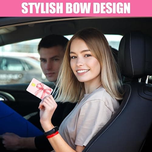 UzYlquw 4PCS Credit Card Sticker Cover Set, Credit Card Skin for Debit Cards, Cute Bow Elegant Waterproof PVC Anti-Wrinkling ID Cover Anti-wrinkling for Transportation Key Fun Gift Idea for (Pink) thumbnail 4