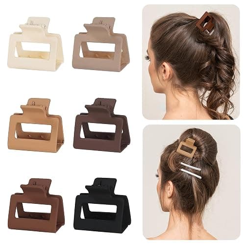 6 Pack Claw Clips Hair Clips for Women Girls Medium Rectangle 2 Inch Small Hair Clips for Thin or Medium Thick Hair thumbnail 2