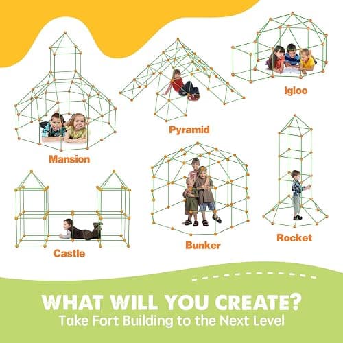 Tiny Land Fort Building Kit Creative Fort Indoor Outdoor for 5-12 Years Old Boys and Girls STEM Building Toys with Storage Bag DIY Castles Tunnels with 86 Rods and 44 Balls thumbnail 4