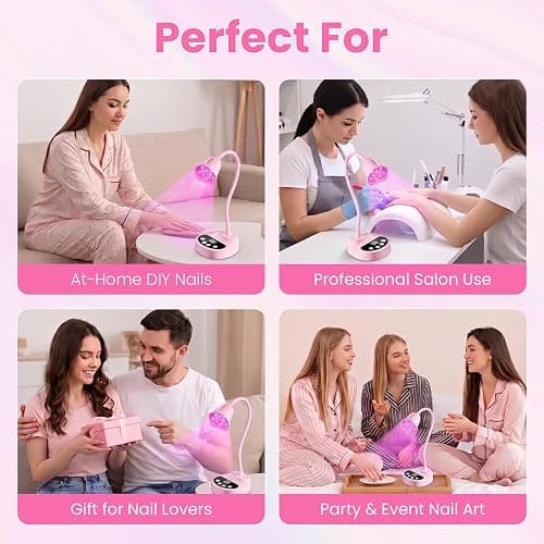 Makartt Cordless Flash Cure UV Nail Lamp for Gel Nails Adjustable Gooseneck | 50 mW/cm² Rechargeable UV Light with Auto Sensor & 4 Timers for Better Gel Curing at Home, Salon or Travel, Pink thumbnail 2