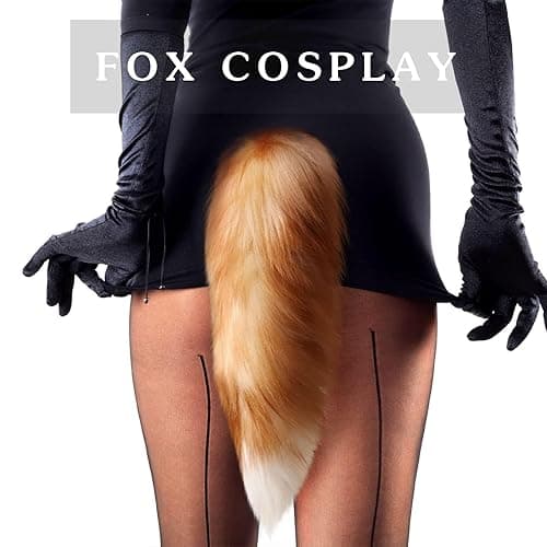 NWSTESLE Fuzzy Faux Fur Fox Wolf Tail for Cosplay Halloween Party Costume,Over 1 Years Old thumbnail 7