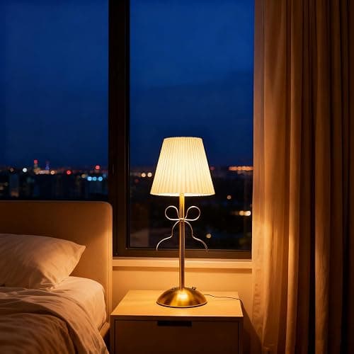 Vikye LED Bow Table Lamp, Cute Bow Decor Touch Control Desk Light with 1200mAh Rechargeable Battery for Bedroom Living Room Nightstand (Yellow) thumbnail 4