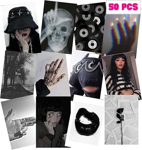ASENART 50PCS Grunge Aesthetic Picture for Wall Collage, 50 Set 4x6 Inches, Emotional Collage Print Kit, Edgy Room Decor Girl, Art Room, Dorm Photo Display, Bedroom Posters Teen Girls thumbnail 2