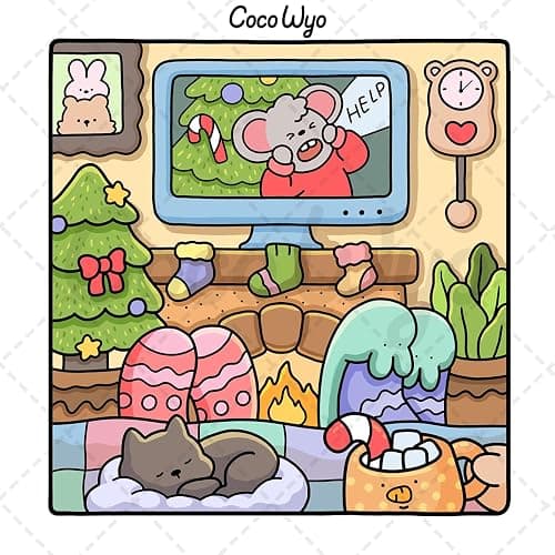 Comfy Days: Coloring Book for Adults and Teens Featuring Super Cute Animal Characters in Cozy Hygge Moments for Relaxation (Cozy Spaces Coloring) thumbnail 4