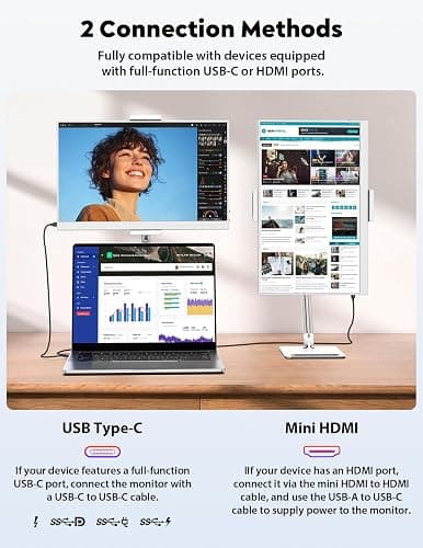 OUNSHLI Portable Monitor 15.6", FHD 1080P 100% sRGB White Laptop Monitor with Adjustable Stand, Ultra Slim Travel Monitor with Eye Protection, Plug and Play for Laptop/PC/Mac/Android/PS5 thumbnail 6