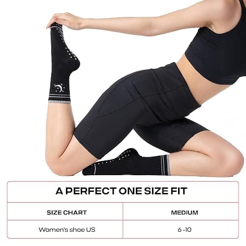 COOLMATE Pilates Socks with Grips for Women, Yoga Socks, Crew Non Slip Women for Barre, Pilates Gifts for Women thumbnail 8