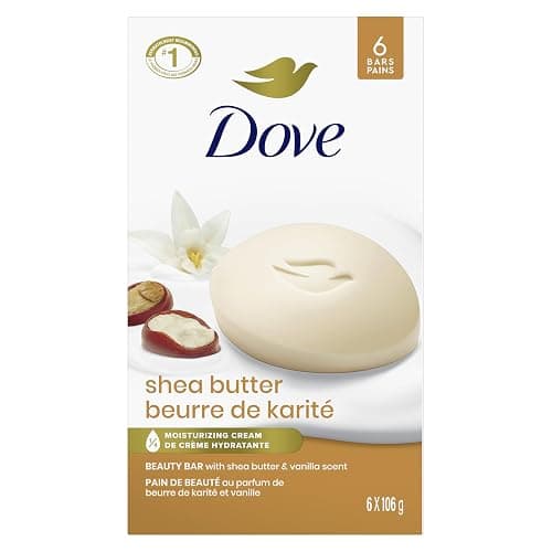 Dove Beauty Bar Soap for Nourished, Radiant Skin, Shea Butter, Enriches Skin, 106g 6 count - Image 1