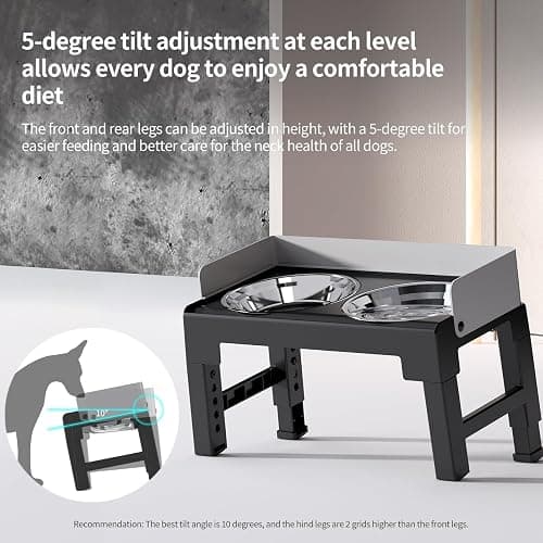 PAKEWAY Elevated Dog Bowls for Medium and Large Dogs, Spill Proof Tiltable Dog Feeder with 2 Stainless Steel Bowls, 6 Height Adjustable Raised Dog Bowl Stand thumbnail 3