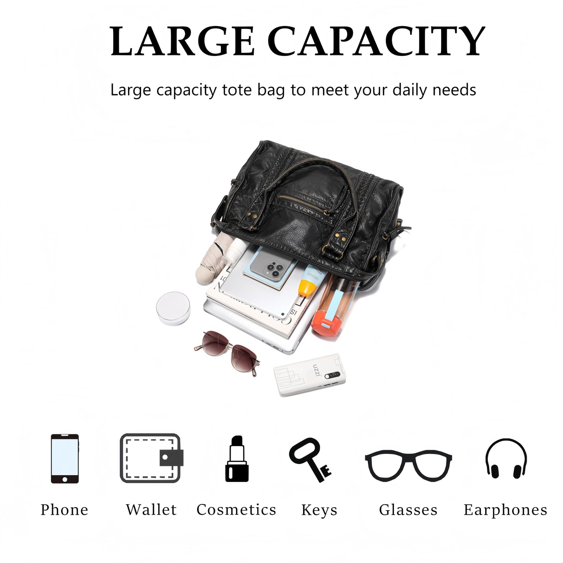 JOLLQUE Rivet Crossbody Bag for Women,Large Retro Washed Leather Handbag Purse,Vintage Y2K Summer Hobo Shoulder Work Bags thumbnail 3