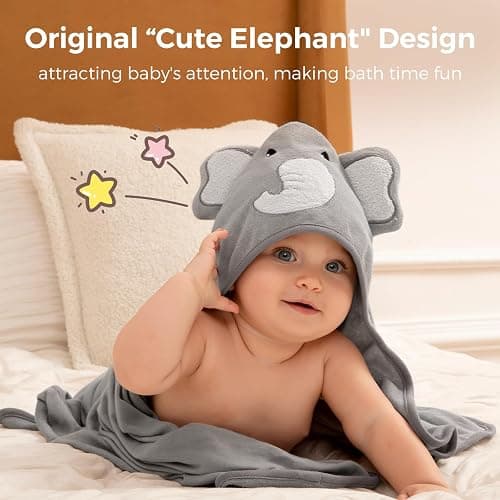 Momcozy Baby Hooded Towel, 8-Piece Bath for Boys or Girls, Washcloth Set with Cute Design, Shower Towel Gift for Newborns, Infants and Toddlers thumbnail 2