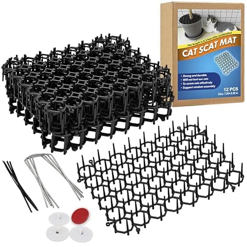 Ley's 12 Pack Cat Deterrent Mat, 6 x 8 in Scat Mat with Spikes, Keep Cats Away from Plants, Indoor Furniture & Outdoor Garden Fence – Pet Repellent Barrier - Image 1