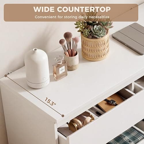 Orgobysol 6 Drawer Double Dresser for Bedroom, Modern Simply Chest of Drawers, Wood Storage Dresser with Anti-Tipping for Living Room Hallway Entryway, Nursy White (15.3" D x 47.2" W x 32.3" H) thumbnail 3