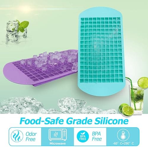 Silicone Mini Ice Cube Trays 2 Pack, 160 Small Ice Cube Molds Easy Release Crushed Ice Cube for Chilling Whiskey Cocktail, BPA Free Flexible Stackable and Durable Soft Mold Storage Containers thumbnail 3