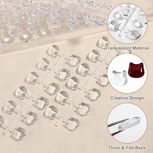 SUTOKAKA 240Pcs Solid Cat Shape Nail Polish Swatches Display Cards Crystal Clear Glassy Nail Color Swatch Dots Chart Tips for Nail Salon Training Practicing Beginners Professionals thumbnail 3