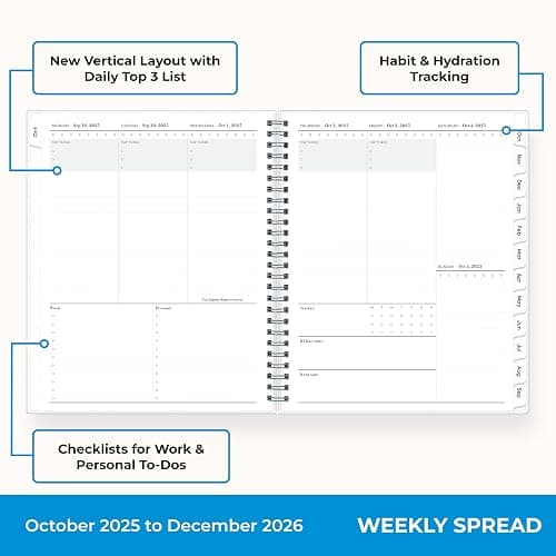 Blue Sky 15 Month 2026 Weekly and Monthly Planner Calendar, October 2025 - December 2026, 7" x 9", Flexible Cover, Durable Twin Wire Binding, Laminated Tabs, Includes Ruler & Sticky Notes, Parisa thumbnail 3