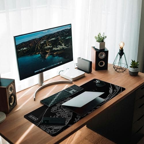 MAY FLOWER Large Gaming Mouse Pad, Full Keyboard Mat, Long Laptop Mousepad, Computer Mouse Mat for Home and Office, Anti-Slip Rubber Base, 31.5 x 11.8 Inches (Black Sea Wave) thumbnail 6