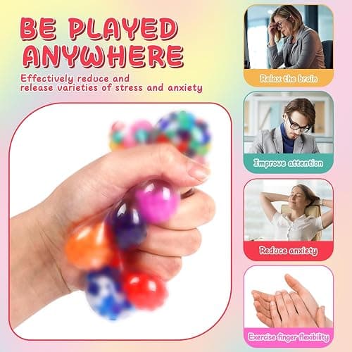 BESNEL 160 Pack Stress Balls for Adults, Bulk Squishy Ball, Stress Balls Set, Anti-Anxiety Easter Stress Relief Fidget Balls, Easter Basket Stuffers, Prize Box, Party Favors, Birthday Gifts thumbnail 6